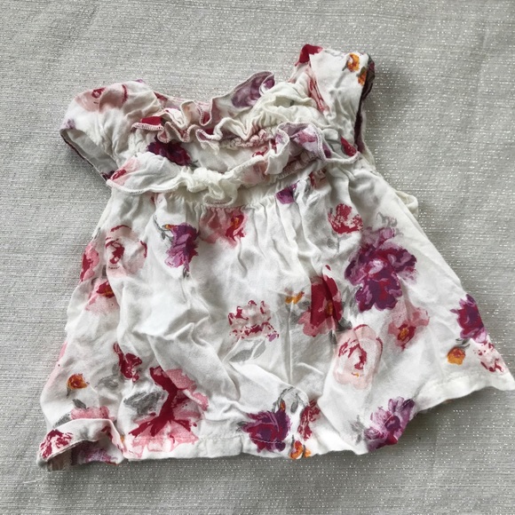 Koala Kids Other - Koala Kids Cream Pink Floral Ruffle Blouse